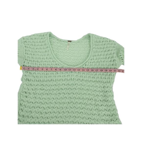 Free People Crashing Waves Sweater Small Mint Green Boho Chic Knit - Picture 13 of 14